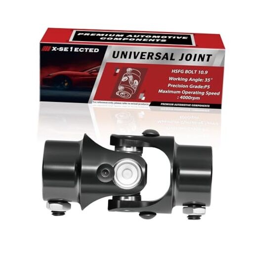 Single Steering Shaft Universal U Joint 3/4"-30 Spline X 3/4" DD Black,Working