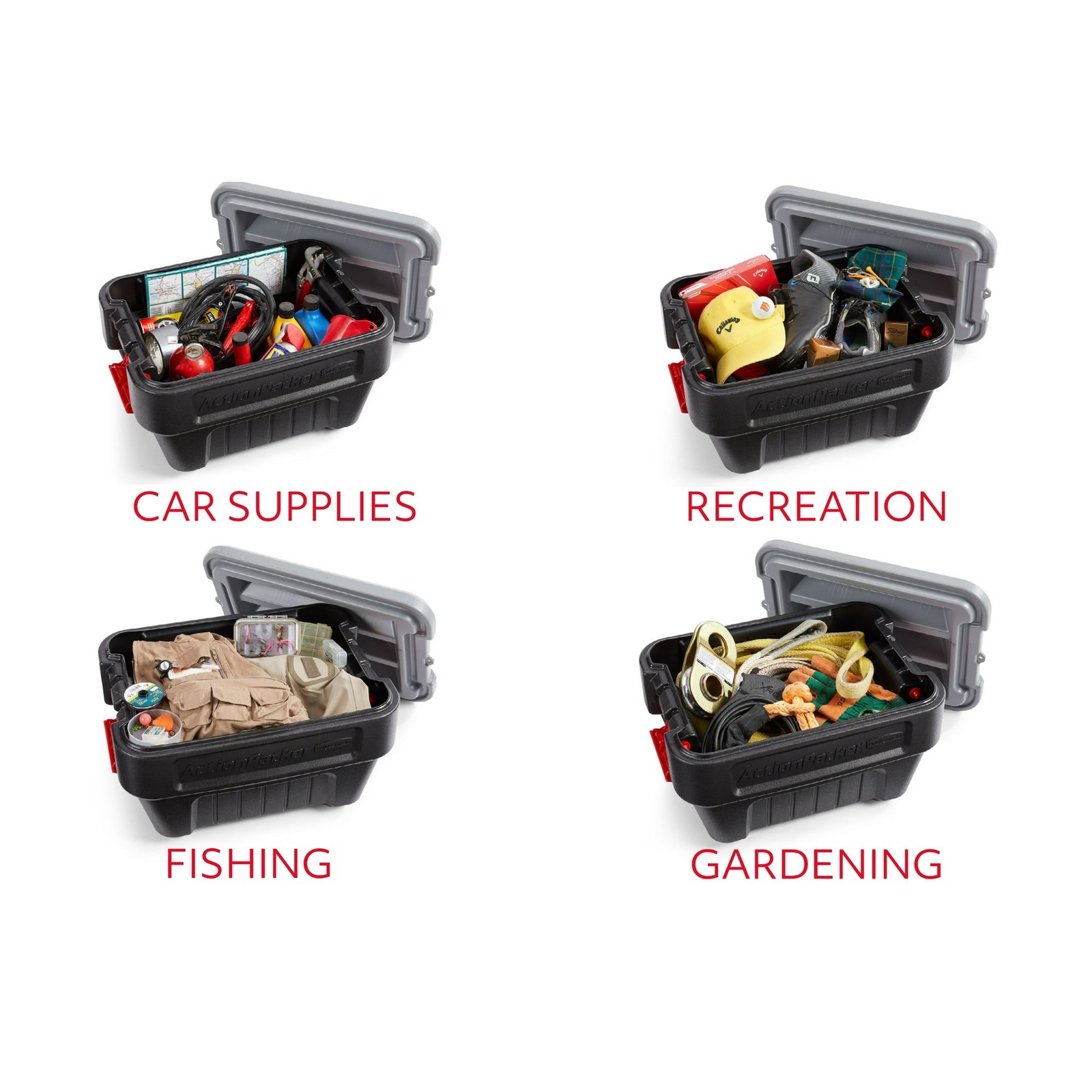 Rubbermaid 8 Gallon Action Packer Storage Bin, Heavy Duty, Lockable - Black