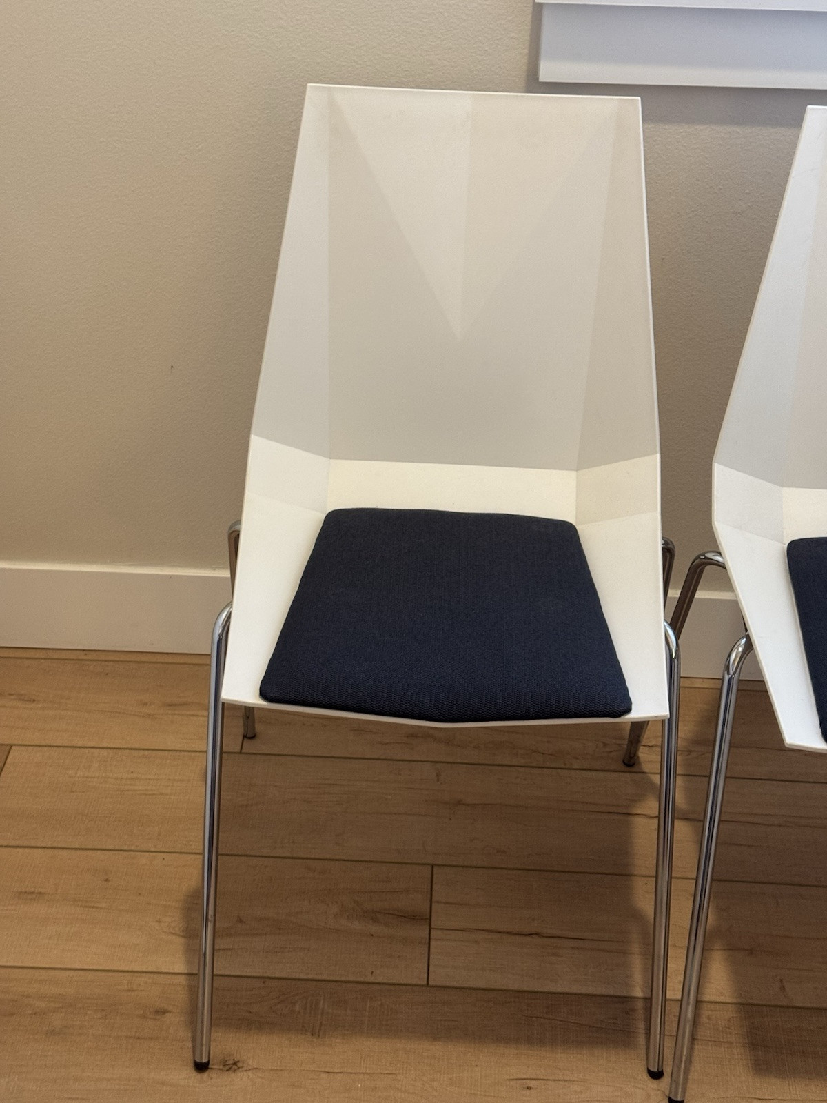 Mid Century Modern Chairs White Black Chrome Klaessons Mayflower Set Of 2