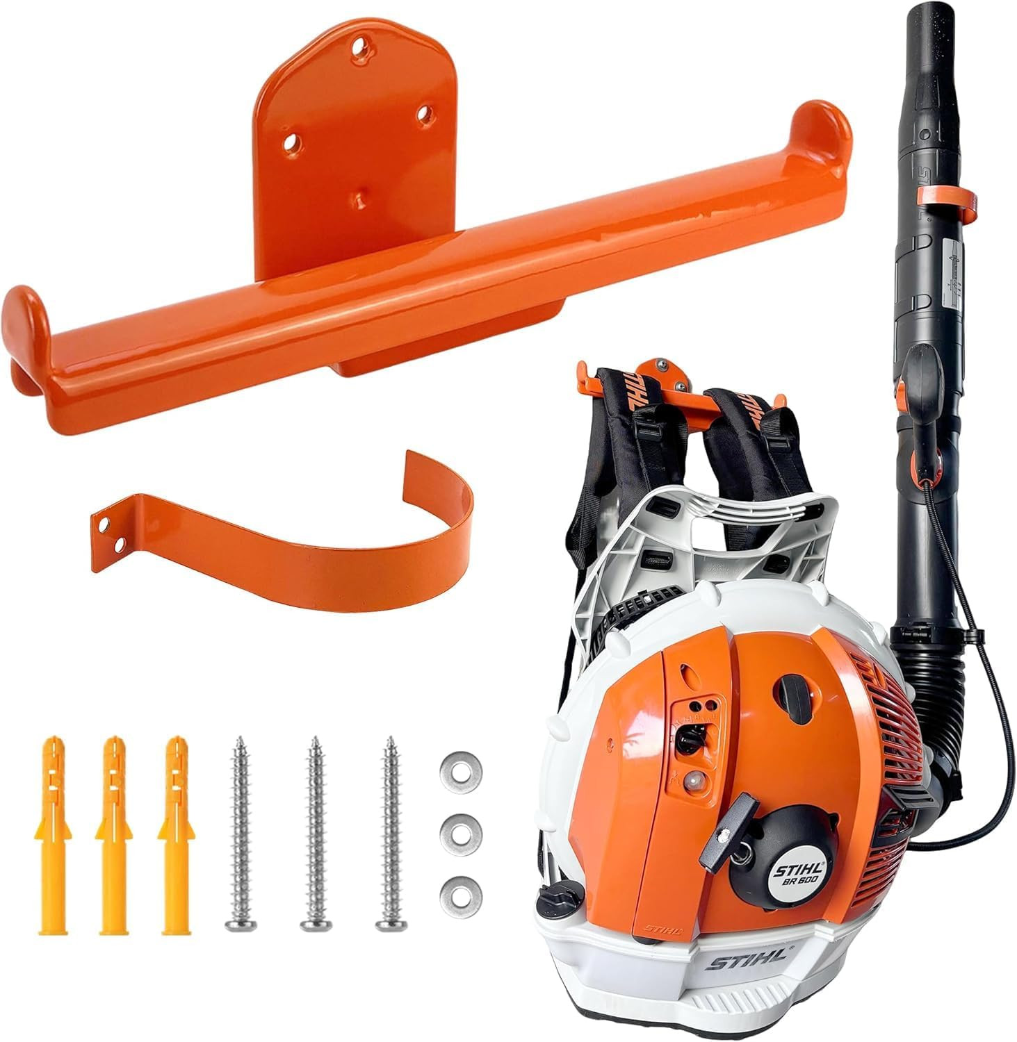 Backpack Leaf Blower and Sprayer Wall Mount with Heavy-Duty Chainsaw Stand