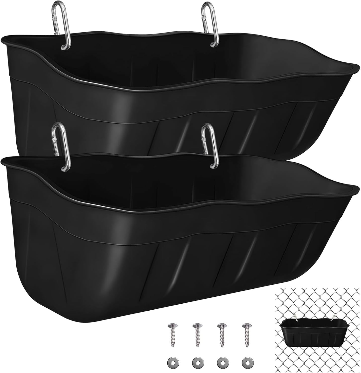 Chicken Feeder Waterer,Hanging Goat Feeders,Feed Trough 3.5 Quart 2 Pack