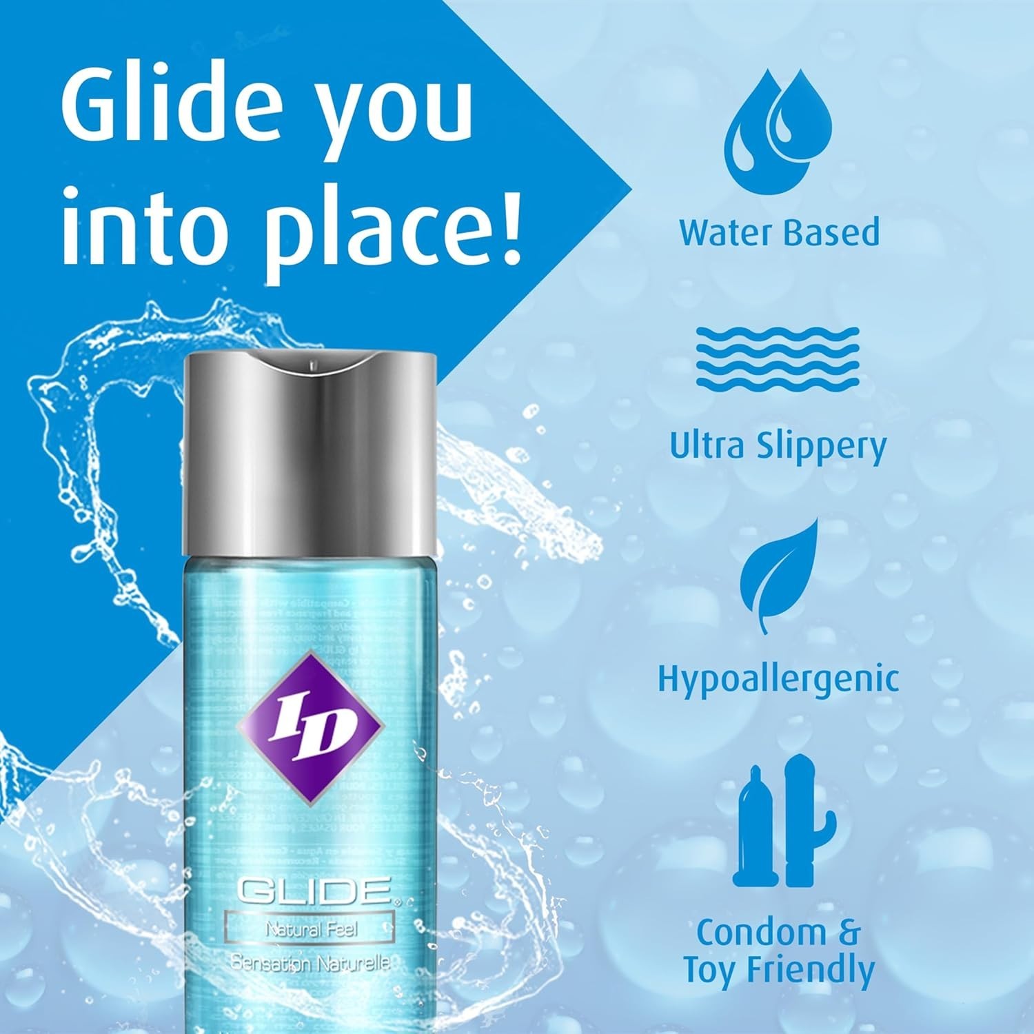 ID Glide Natural Feel Water-Based Personal Lubricant, 17 Fl Oz.