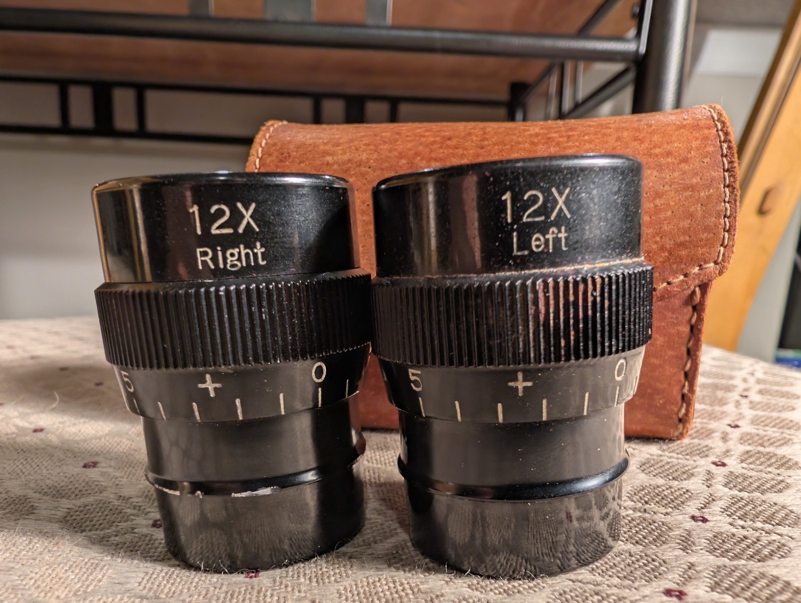 Vintage American Optical Microscope Lenses 12X Left And Right Plus Case