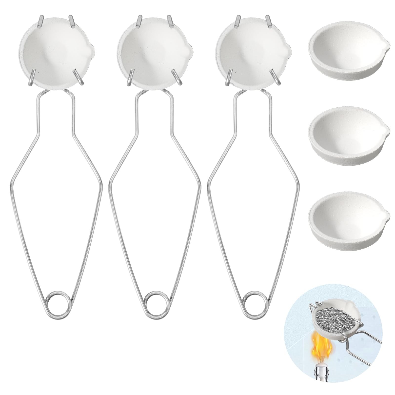 Kit de crisoles para fundir metales 6 crisoles de cuarzo cerámico con mango clip