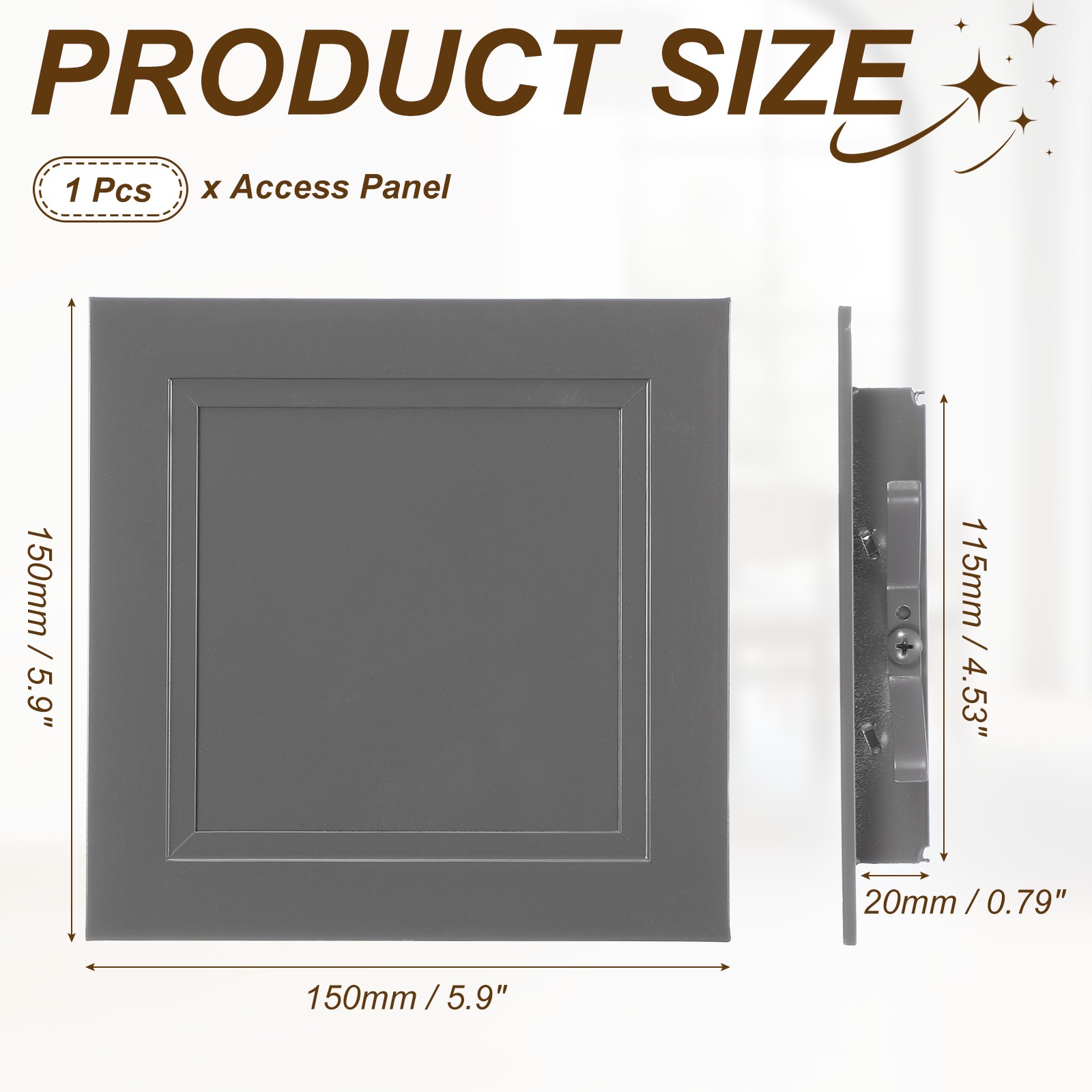 Access Panel (5" x 5") Plumbing Access Door Clip-on Installation, Gray
