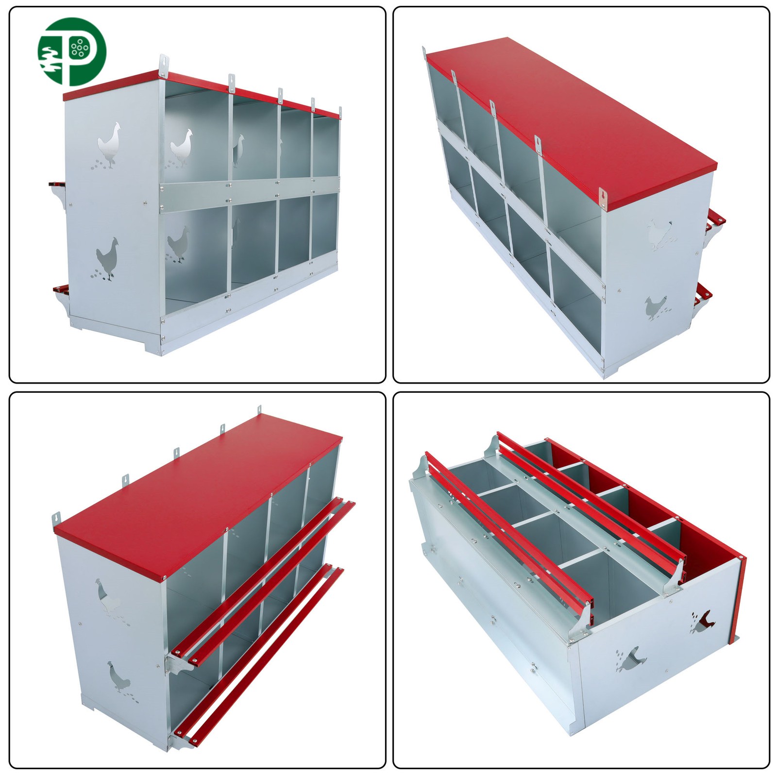 Metal Poultry Nest Box Wall Mount Easy Eggs Collection Large Vent 8-Compartment
