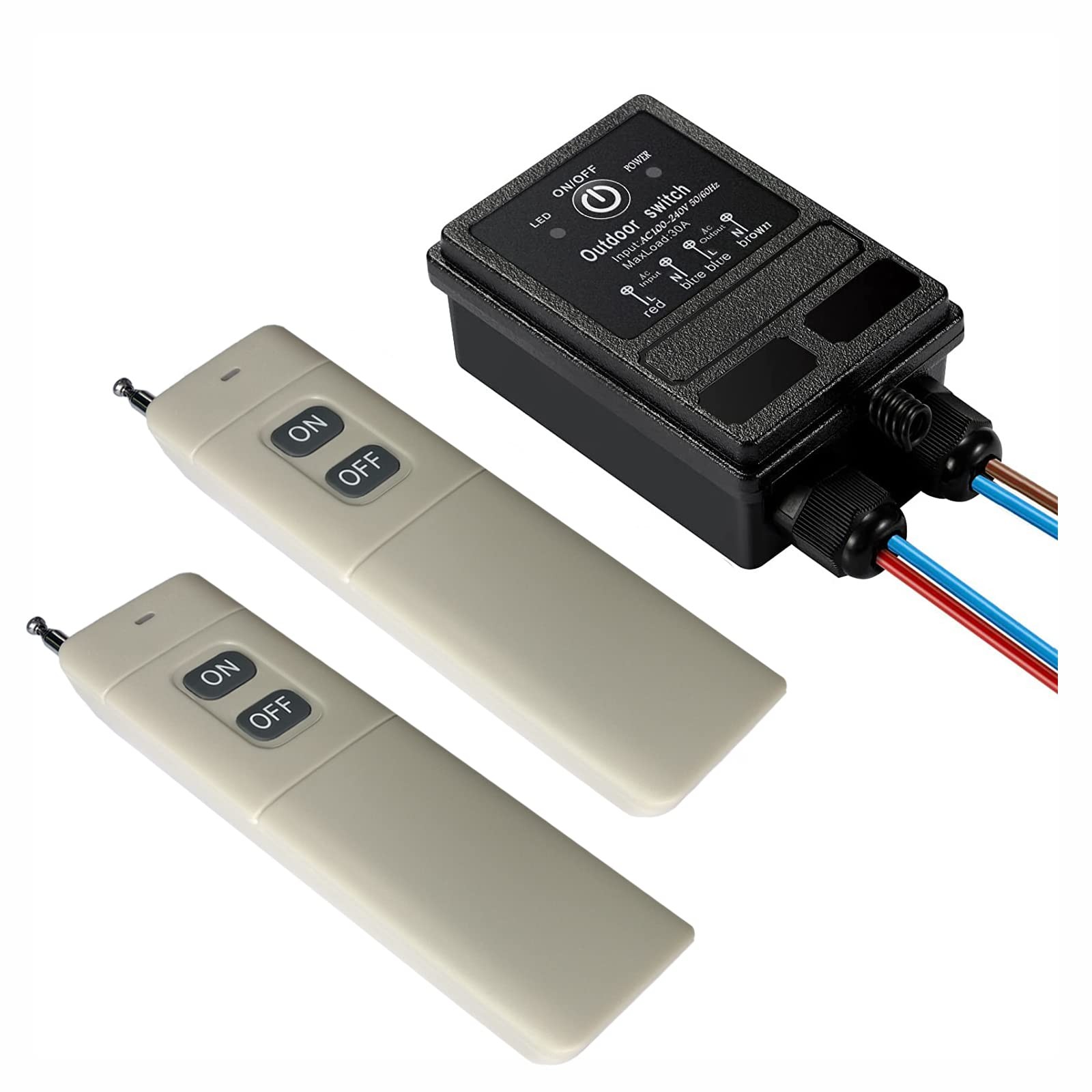 40A Remote Control Switch, AC110V-240V, IP65 Waterproof, 4900ft Range, RF, Light