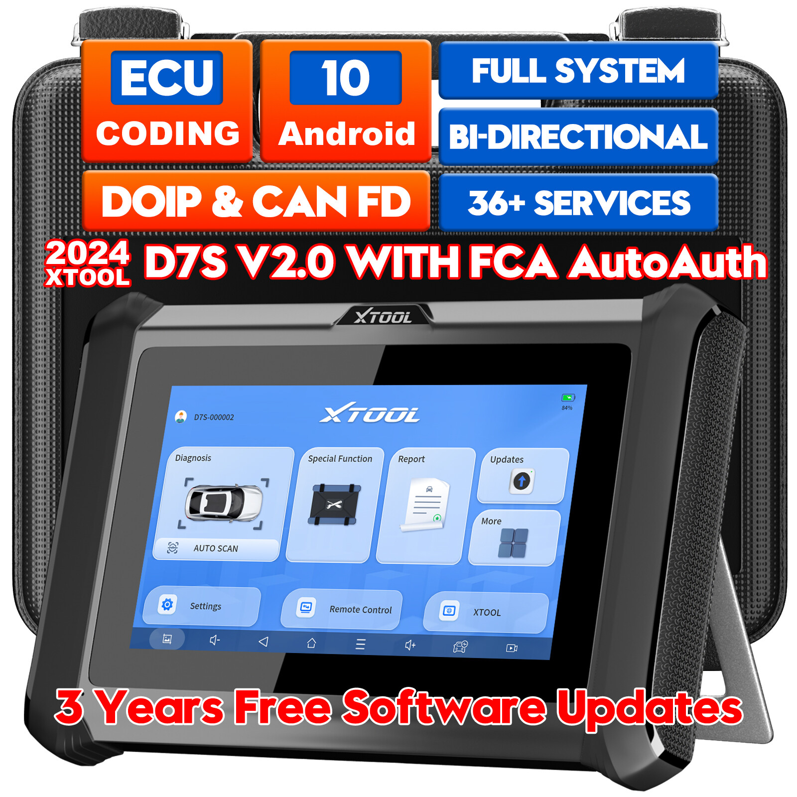 XTOOL D7S V2.0 All System Diagnostic Bi-Directional Scan Tool Key & ECU Coding