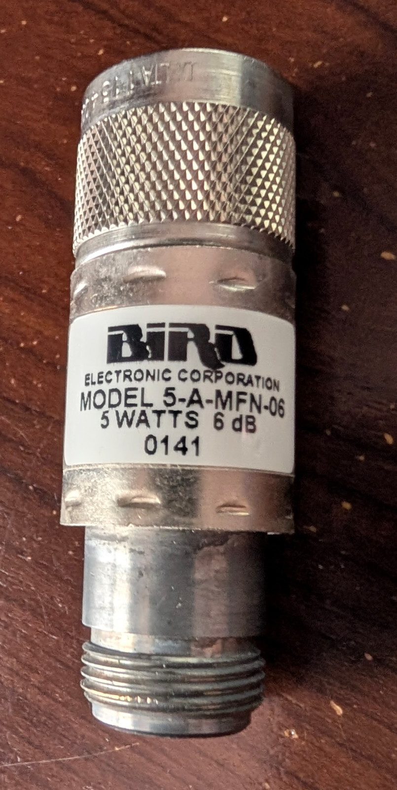 Bird 5-A-MFN-060 Attenuator,  5 Watts, 6dB Type N