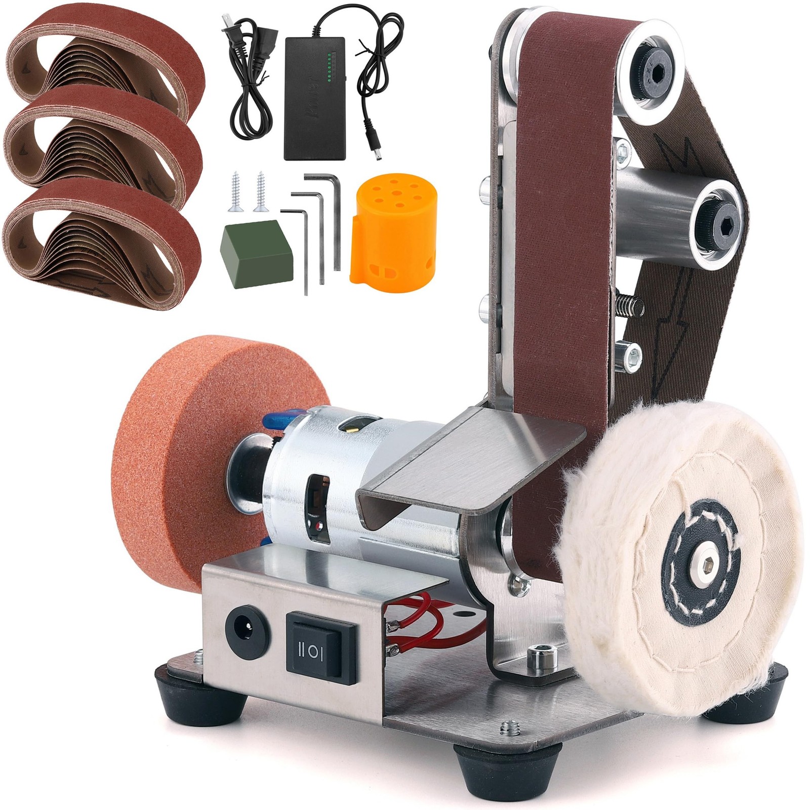Mornajina Mini Belt Sander Knife Making, 3 IN 1 Electric Power Bench Belt