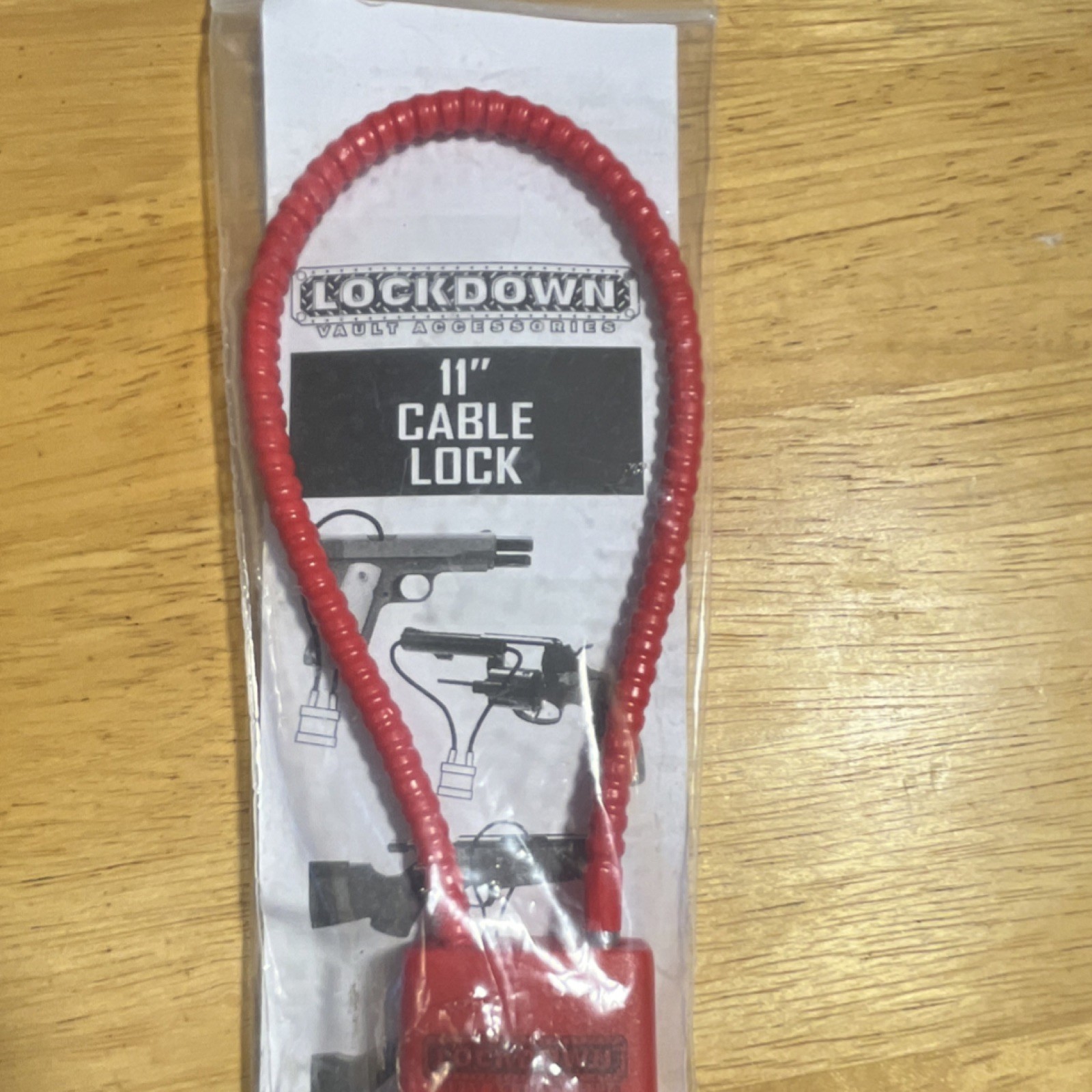 Lockdown 11" Red Cable Lock for Handgun, Shotgun, Rifle, DOJ Compliant, Steel