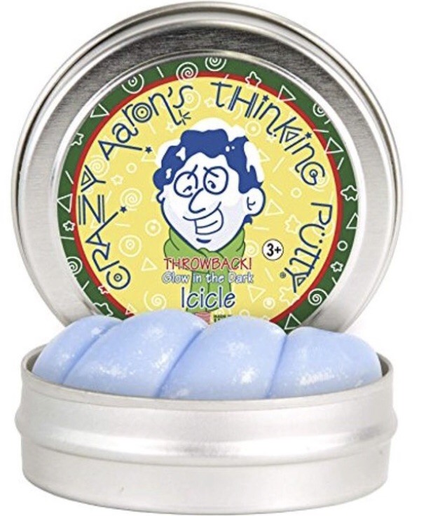 Aaron's Crazy Mini Sparkle Thinking Putty Icicle New USA 0.47oz Glows In Dark