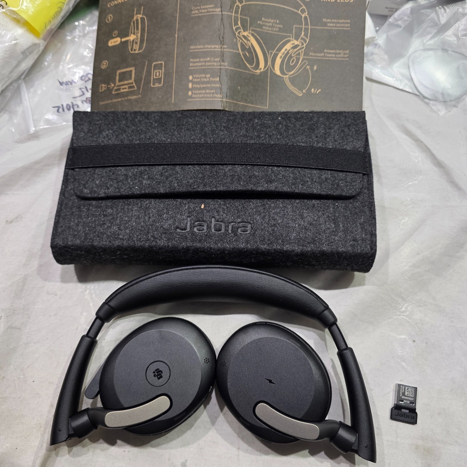 Jabra Evolve2 65 Flex Wireless On-Ear Headset w/ Jabra Link 380 USB-A Dongle