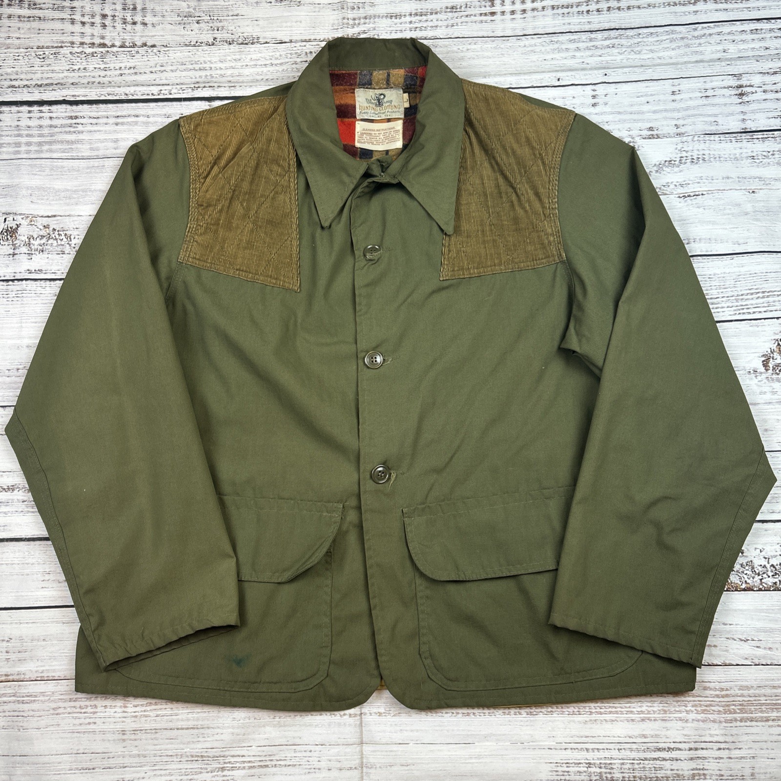 VTG Black Sheep Hunting Jacket Quilted Corduroy Shooting Shirt Flannel Green L