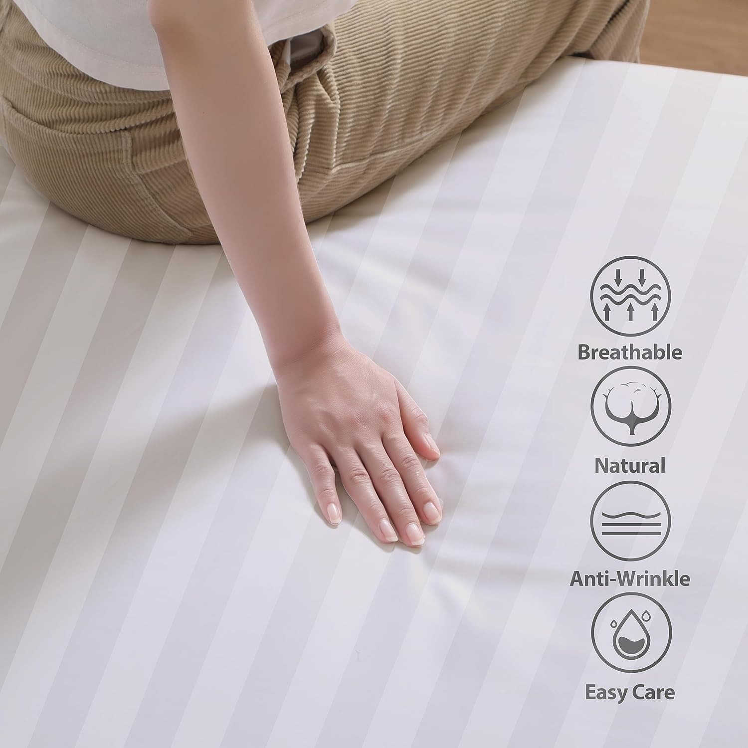 100% Egyptian Cotton Fitted Sheet Full Size White, 600 Thread Count, 8-16 Deep