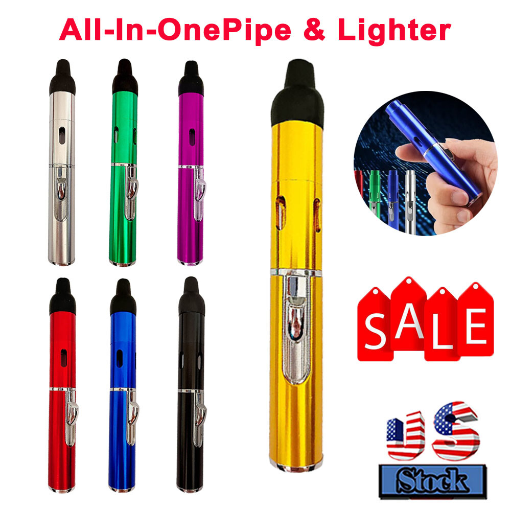 1/2pcs All-in-1 Pipe Windproof Click Butane Refillable Torch Lighter Click-N-Hit