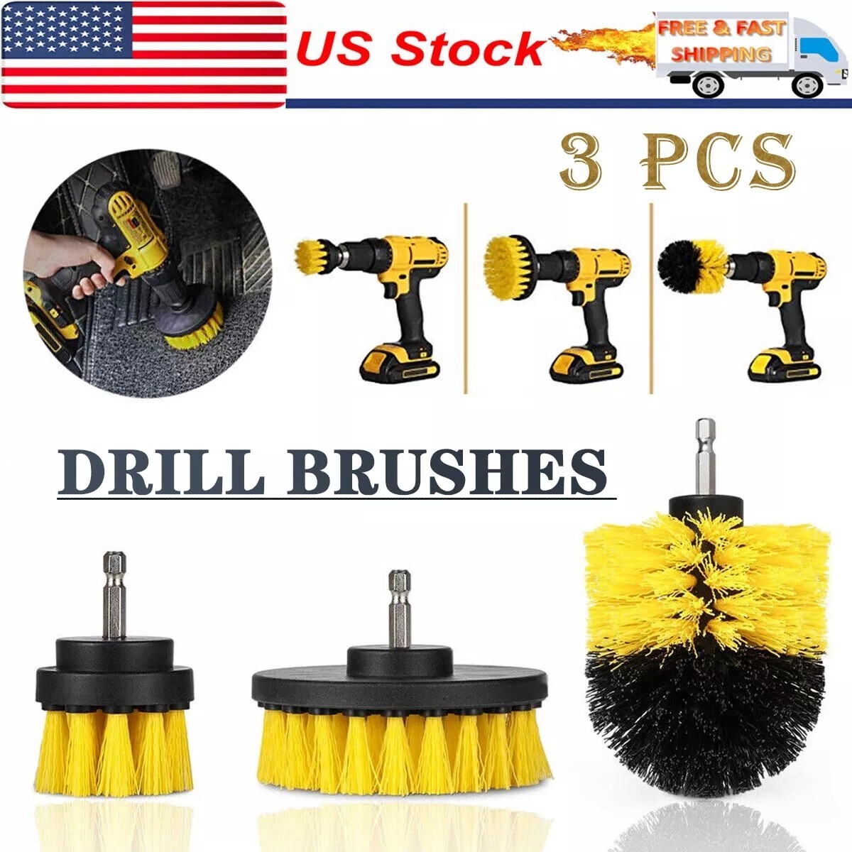 Car Wheel Brush Rims Tire Seat Engine Wash Cleaning Detailing Tool for Drilling
