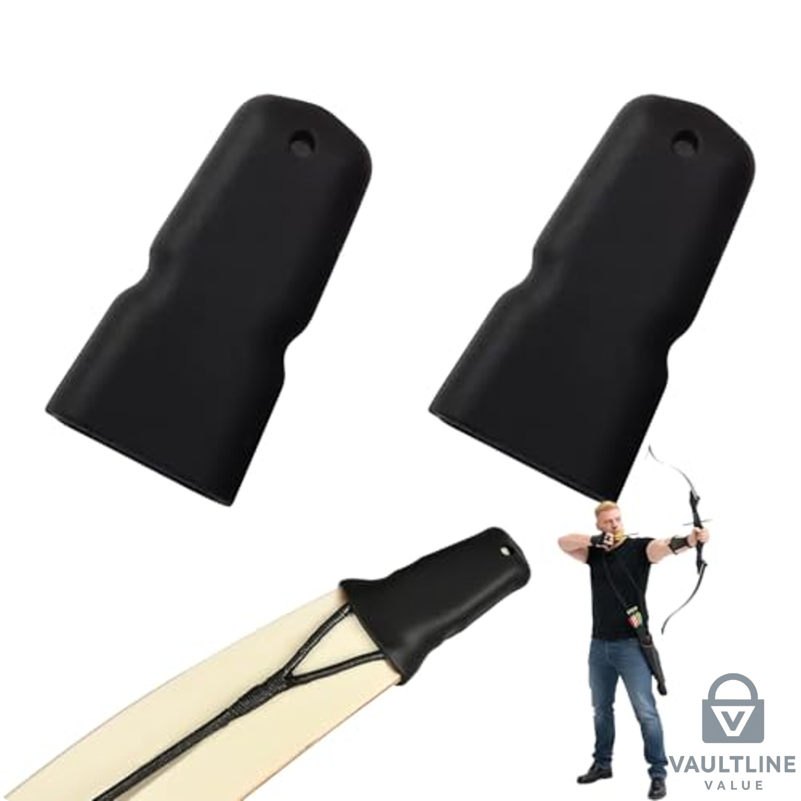 2 Pcs Silicone Recurve and Longbow Tip Protectors - Black Archery Gear