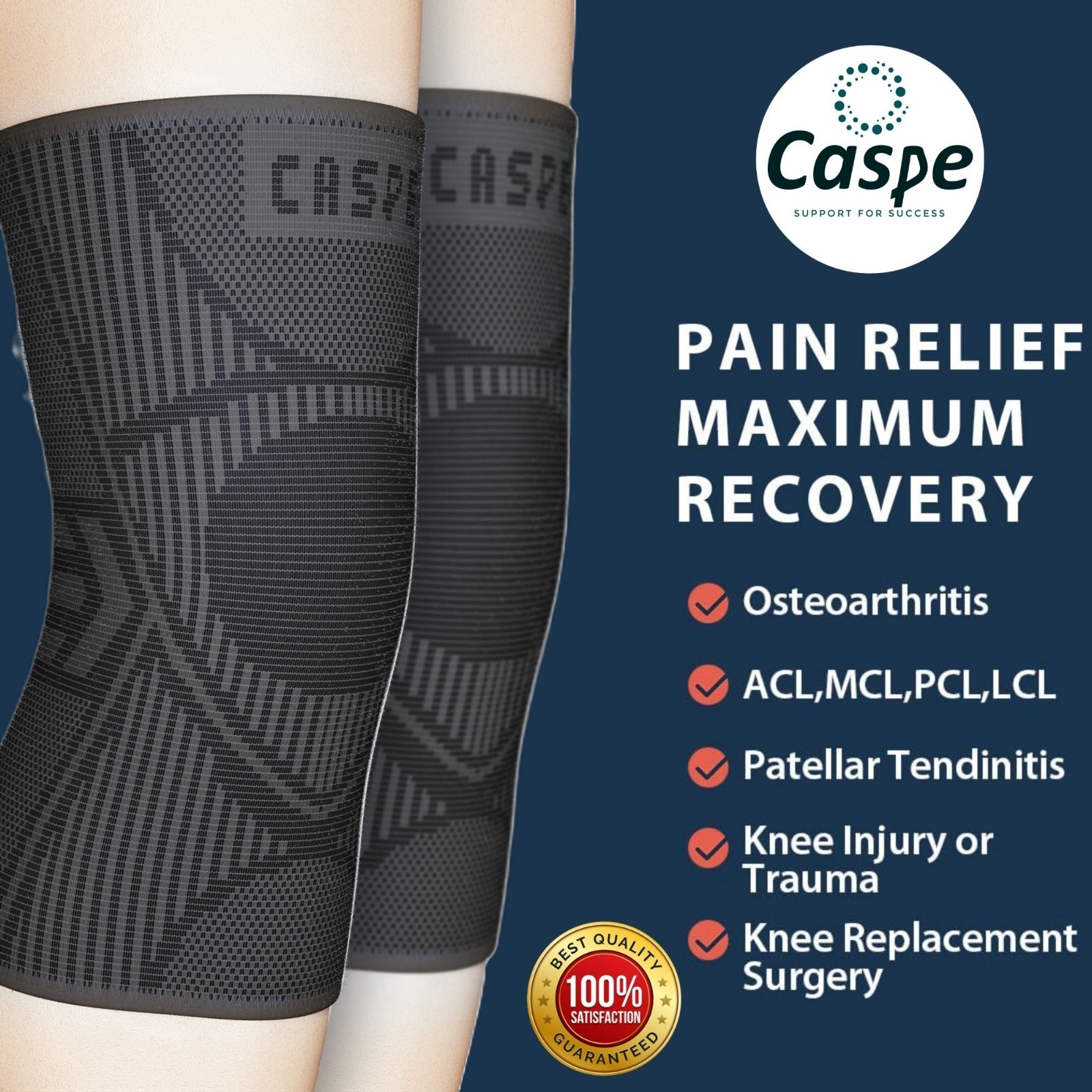 2-Pack Knee Sleeve Compression Brace Support Sport Joint Pain Arthritis Relief
