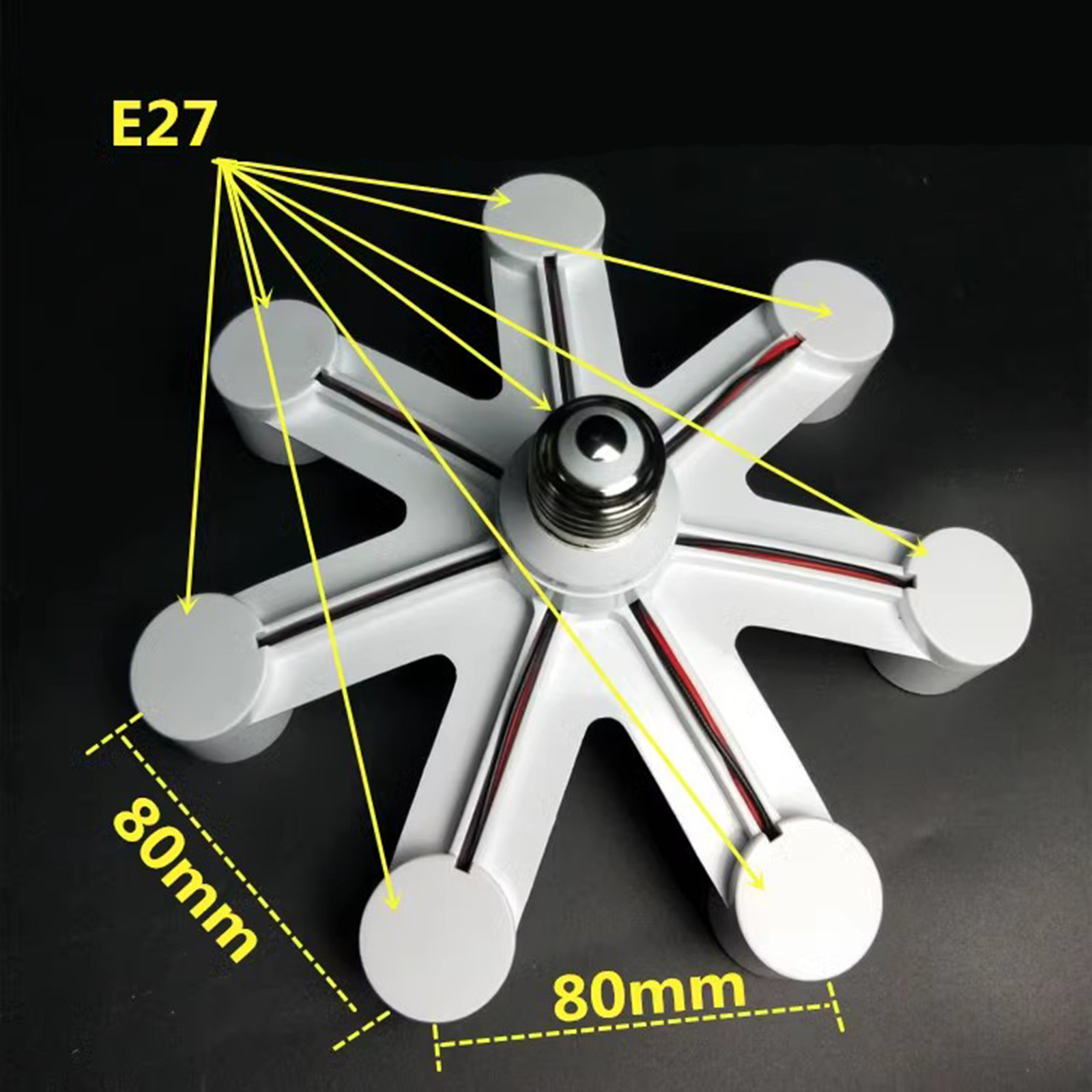 New LED Light E27 To E27 Lamp Head Converter 1/7 Screw Multi Head Lamp Base
