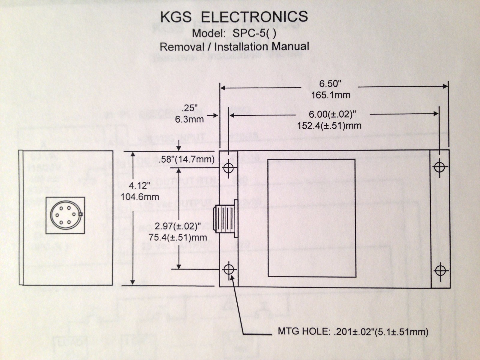 KGS Electronics SPC-5 ( ) Inverter Install Manual