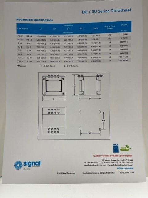 Signal Transformer SU-1/4 Control Transformer