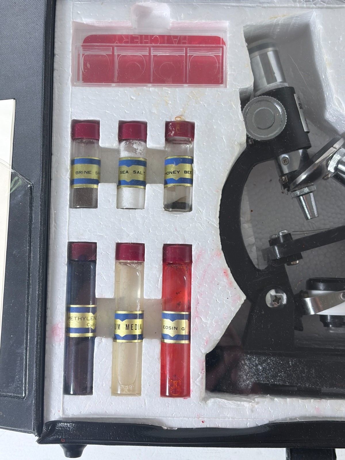 Vintage Precision Made Student Microscope Kit Complete Magnifies 150/450/750x