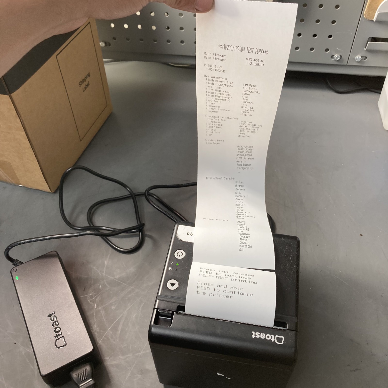 Toast Flex POS TP200 Thermal Receipt Printer  With Power Cable