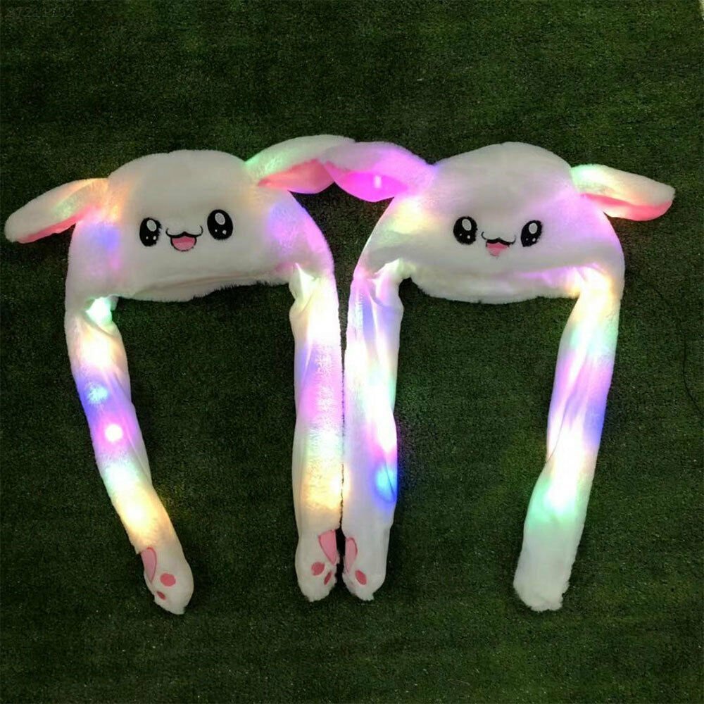 LED Rabbit Ear Hat Airbag Moving Ears Cute Fun Plush Headwear Cap Girl Gifts USA