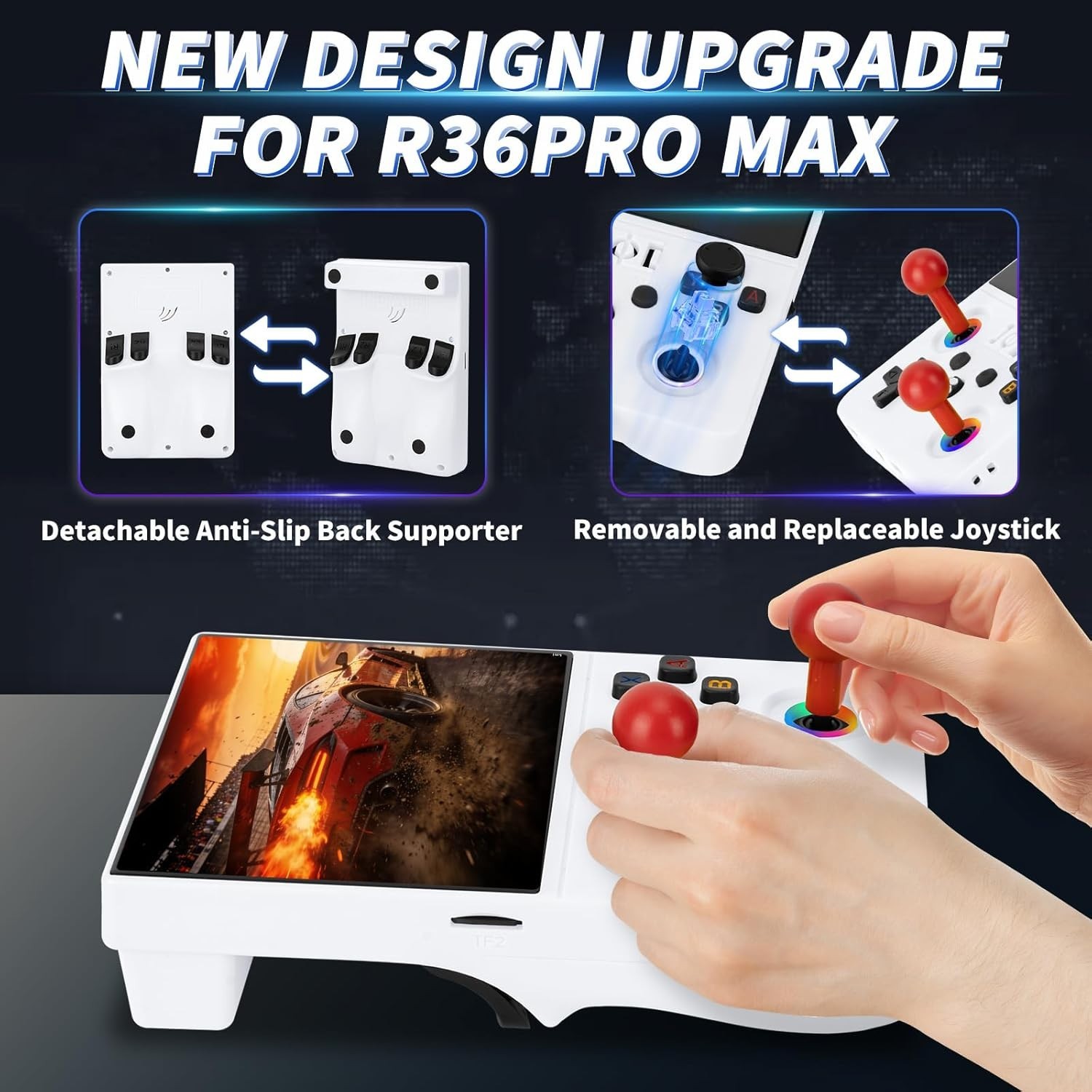 R36MAX 2 Retro Handheld Game Console, 4.5 Inch IPS HD Screen Inch, White