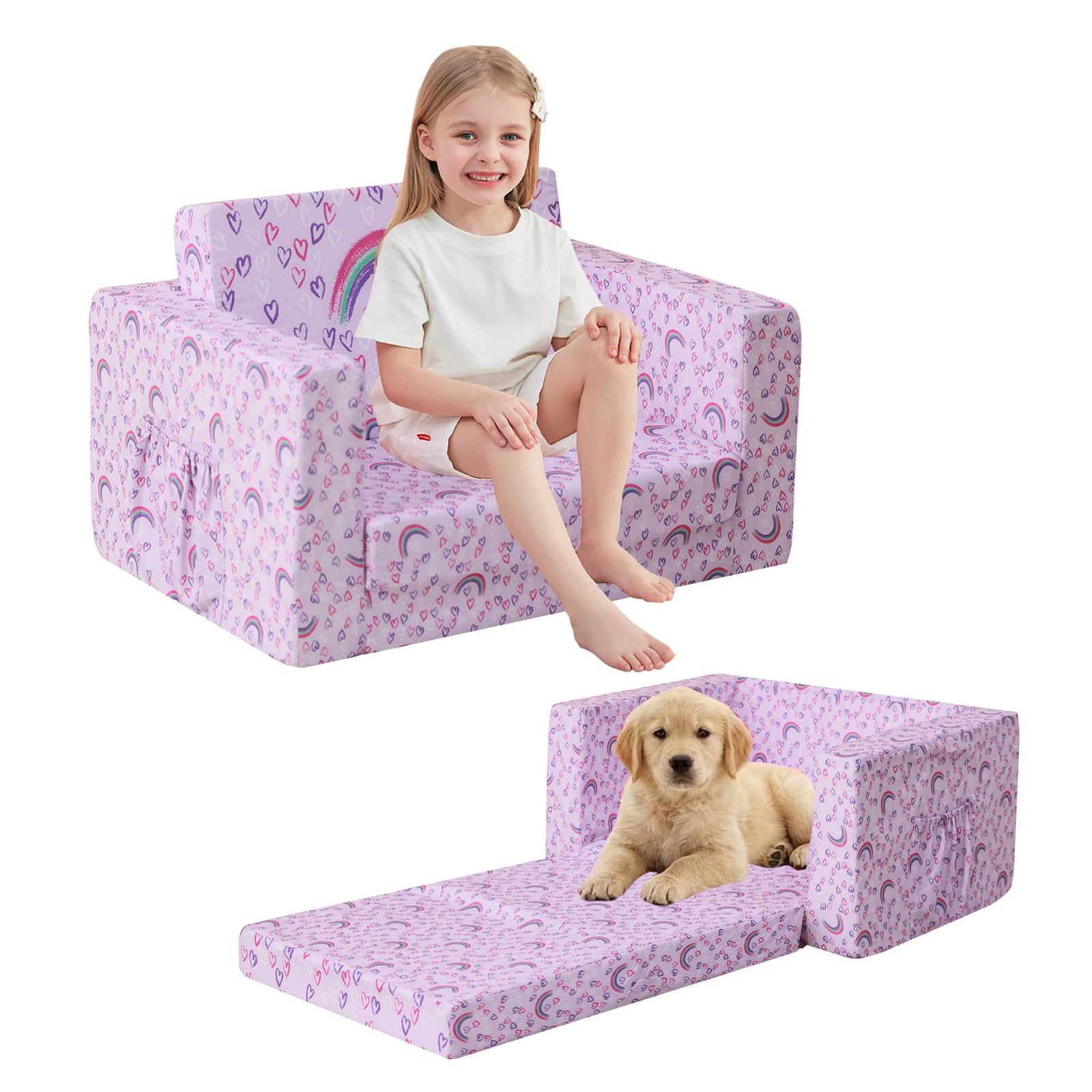 Couch, 2-in-1 Soft Couch Bed Fold Out, Chairs Comfy for Boys & Girls, Convert...