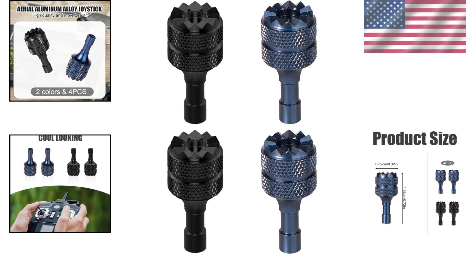 Replacement Control Sticks for DJI Mini 3 Pro & Mavic 3 - Blue and Black
