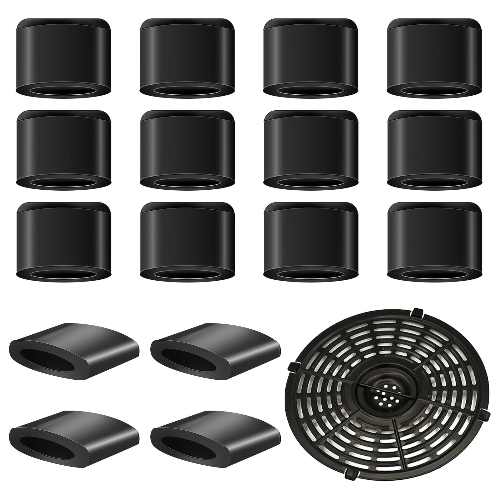 Air Fryer Rubber Bumpers, 16 Pcs Silicone Feet 0.47in * 0.51in, Black