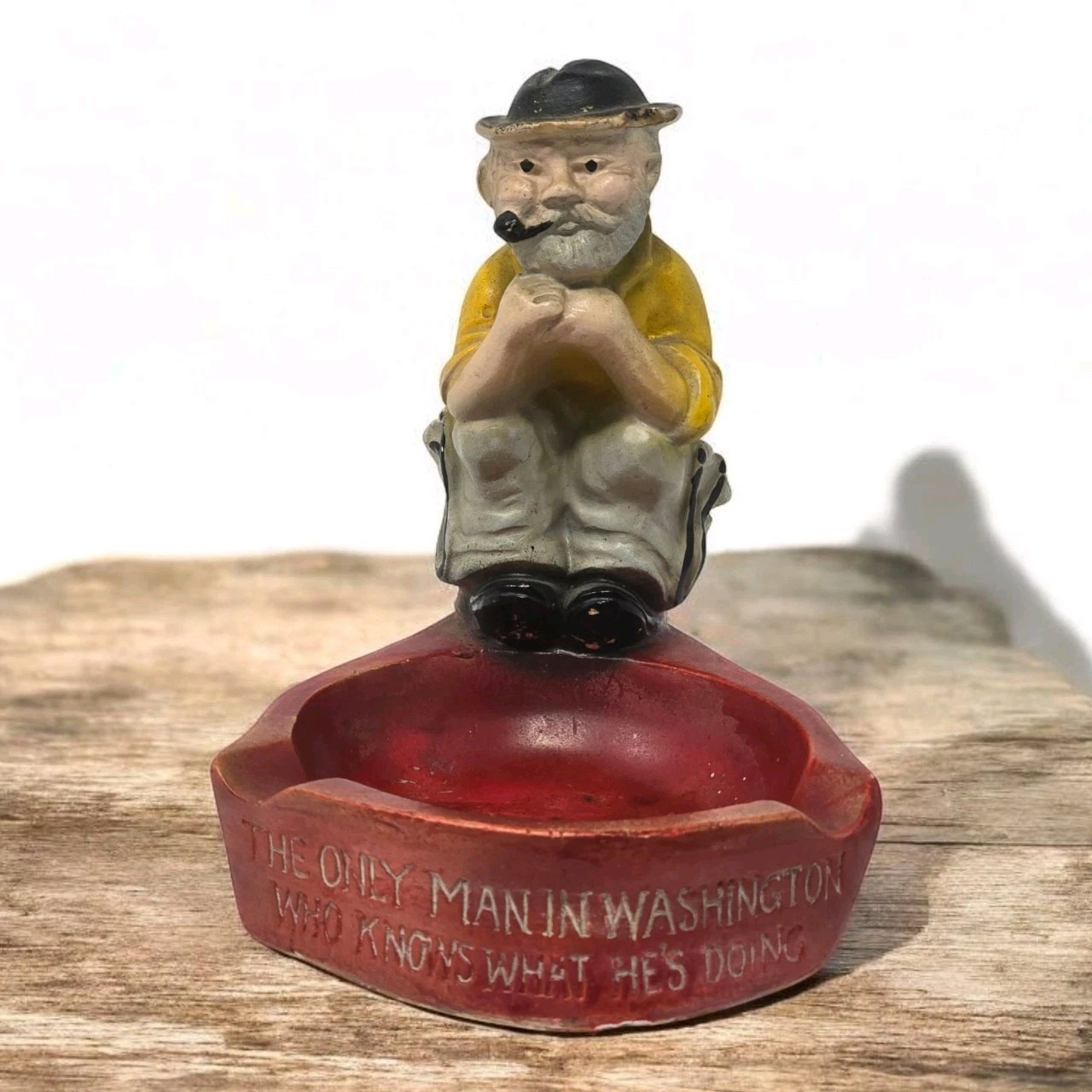 RARE Vtg Ashtray Democrat Republican Politics Parady Trump Elon Musk Man Toilet