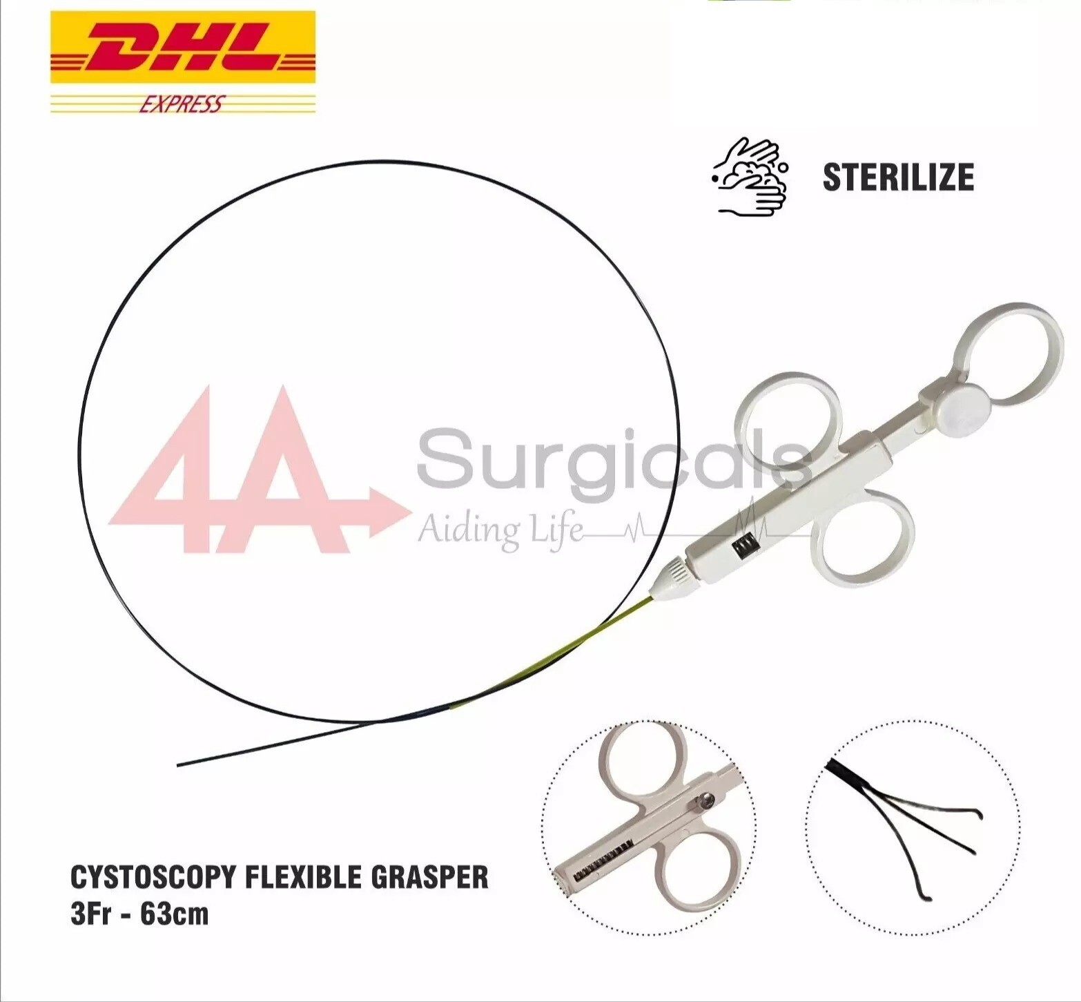 4A CYSTOSCOPY-FLEXIBLE-GRASPER 3Fr 63cm