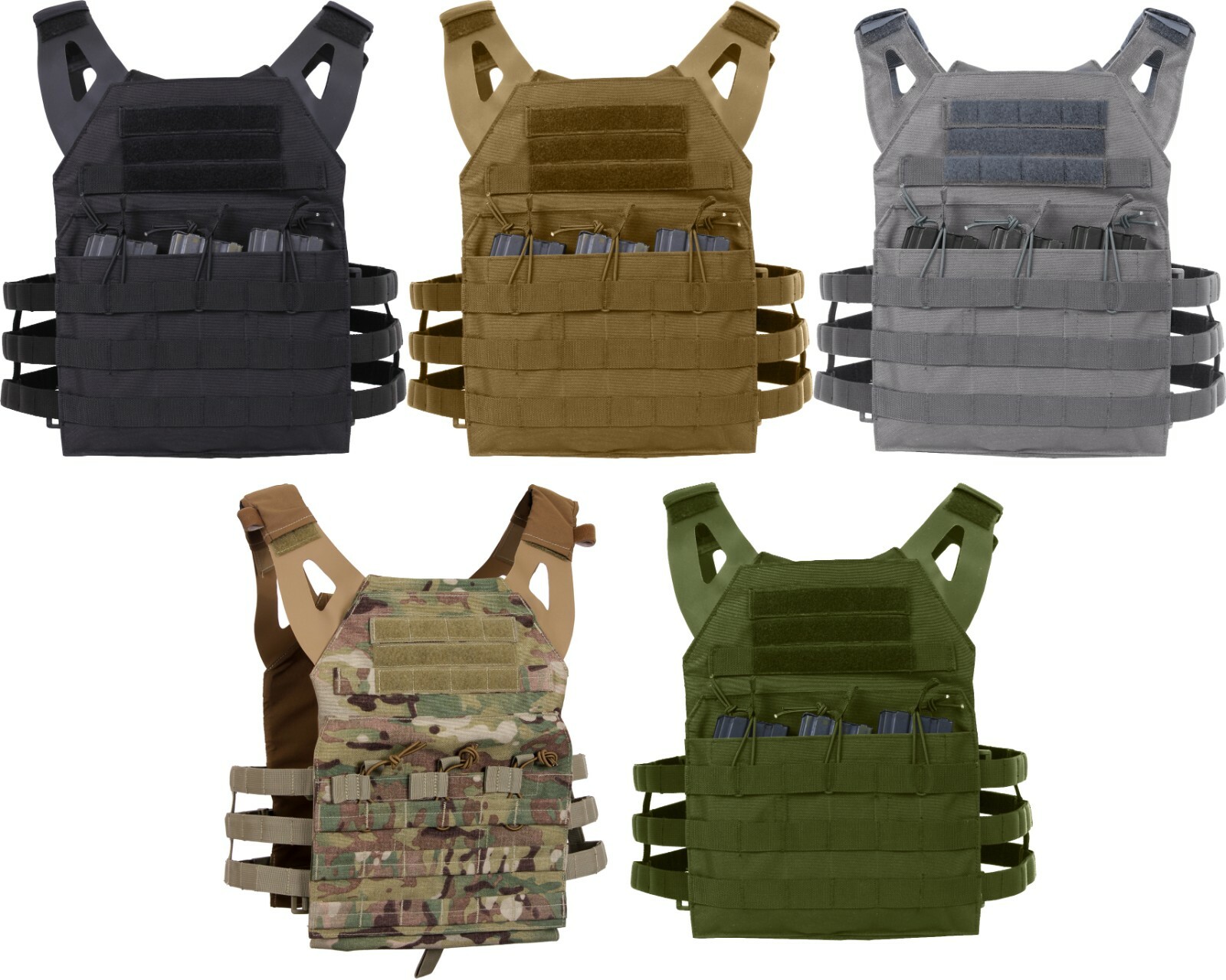 Tactical Plate Carrier Vest - Lightweight Military Army MOLLE Mag Assault System