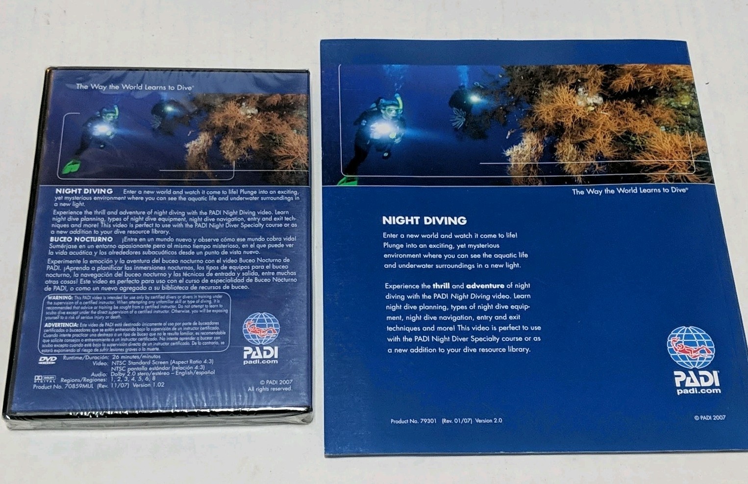 PADI Night Diving DVD and Manual Scuba NEW SEALED