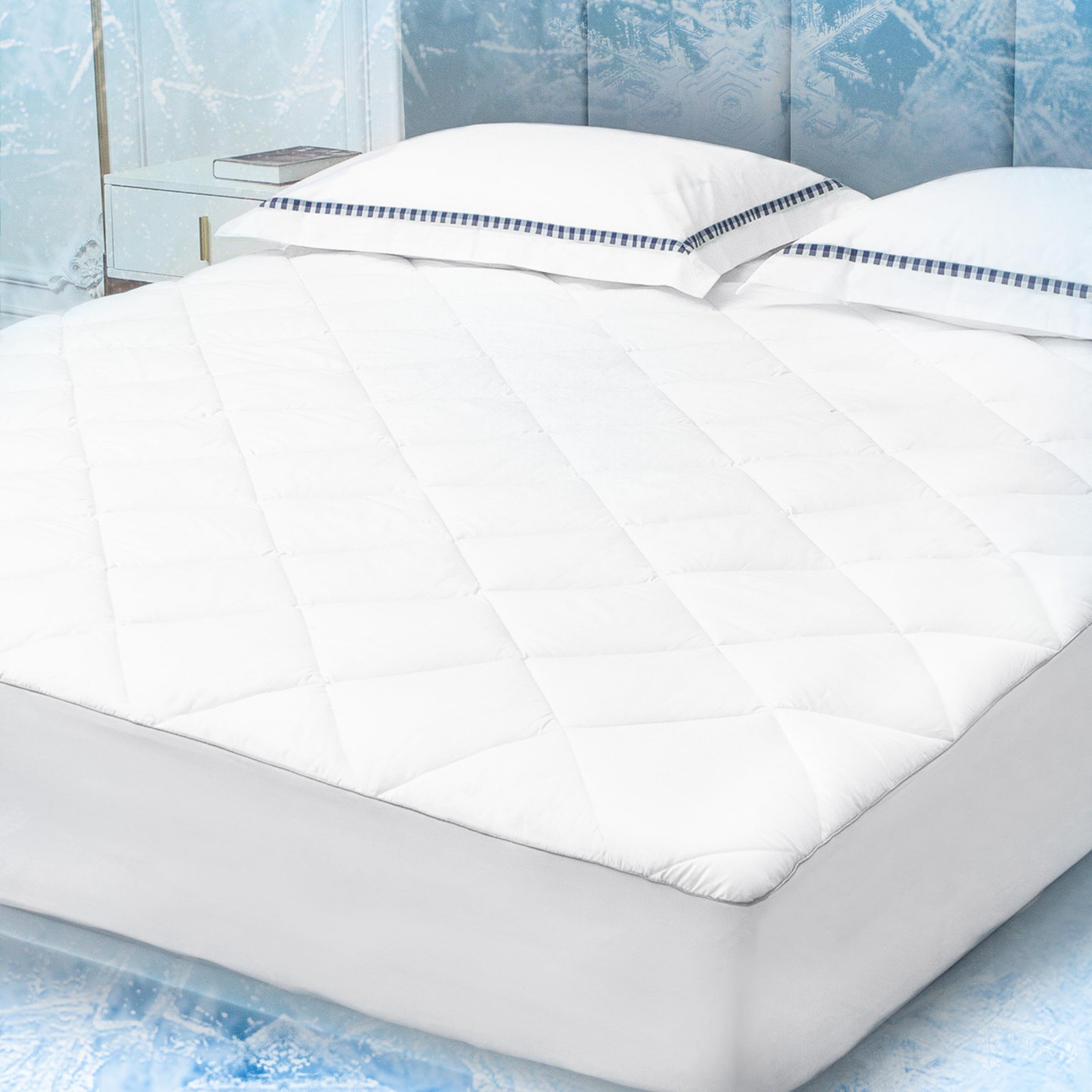 Sunflower Cooling Quilted Twin Mattress Protector, Pad Twin, White