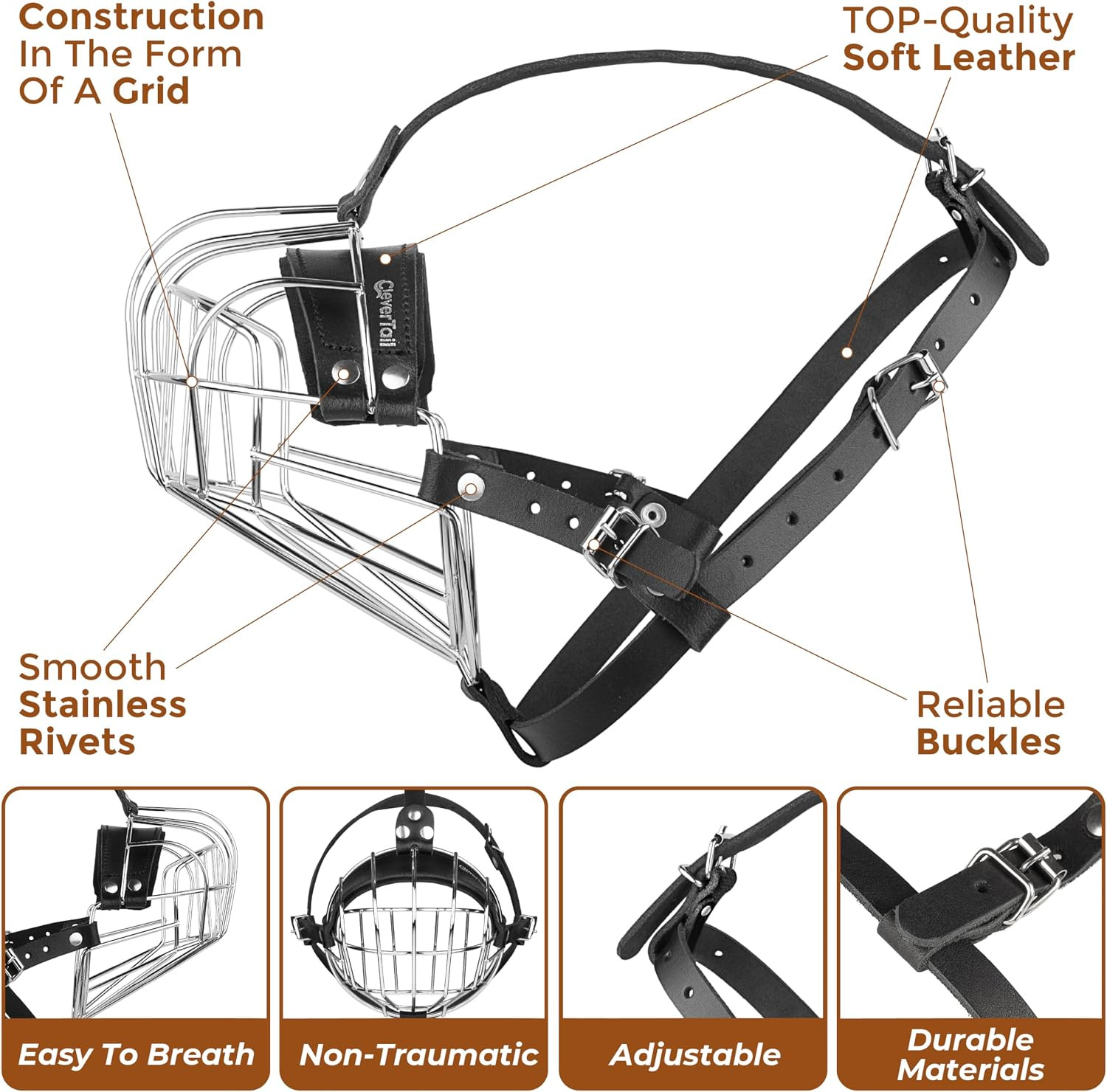 Metal Muzzle for Boxer Dog Breed – Bite Proof Boxer Muzzle for Medium and Large
