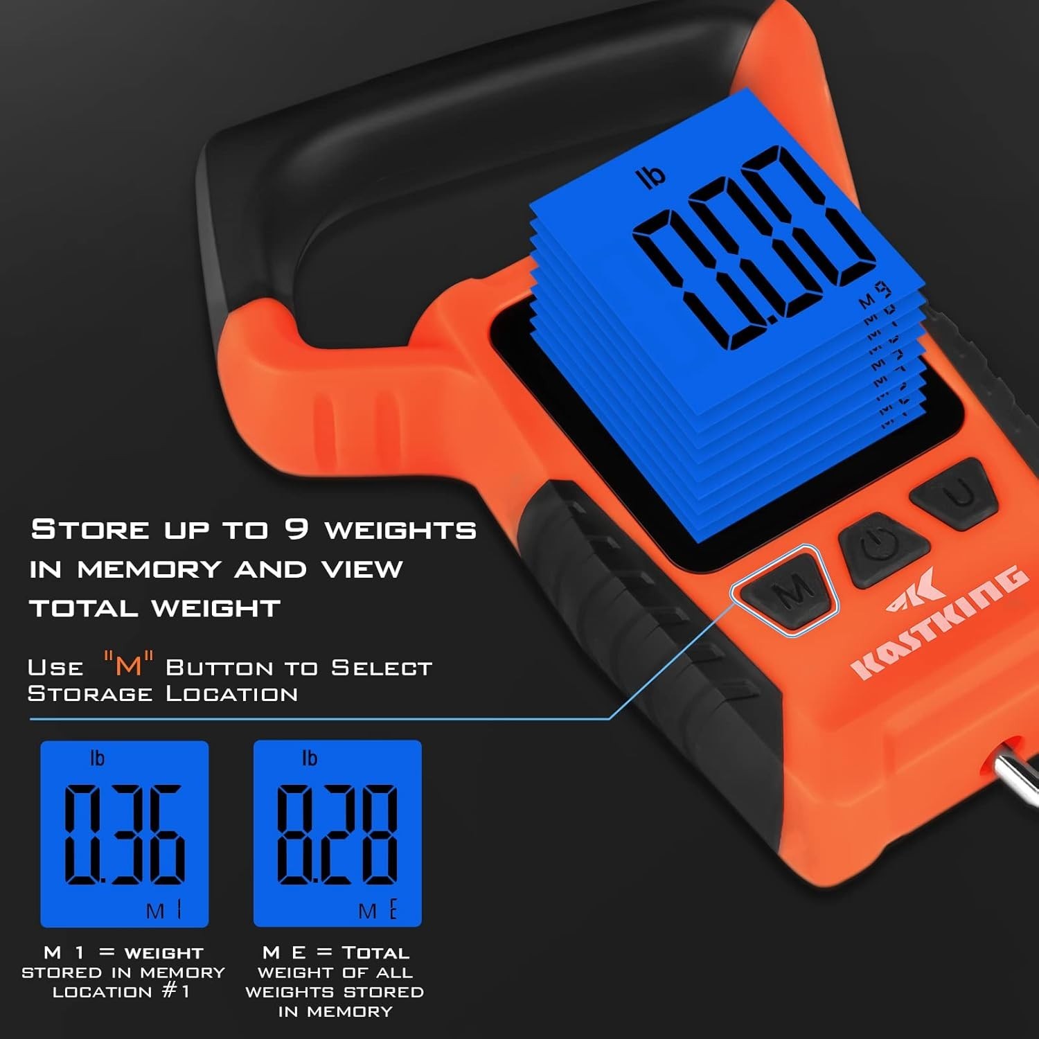 Fish Scale, Floating Waterproof Digital Scale, 2.5” Large LCD Display, 110lb ...