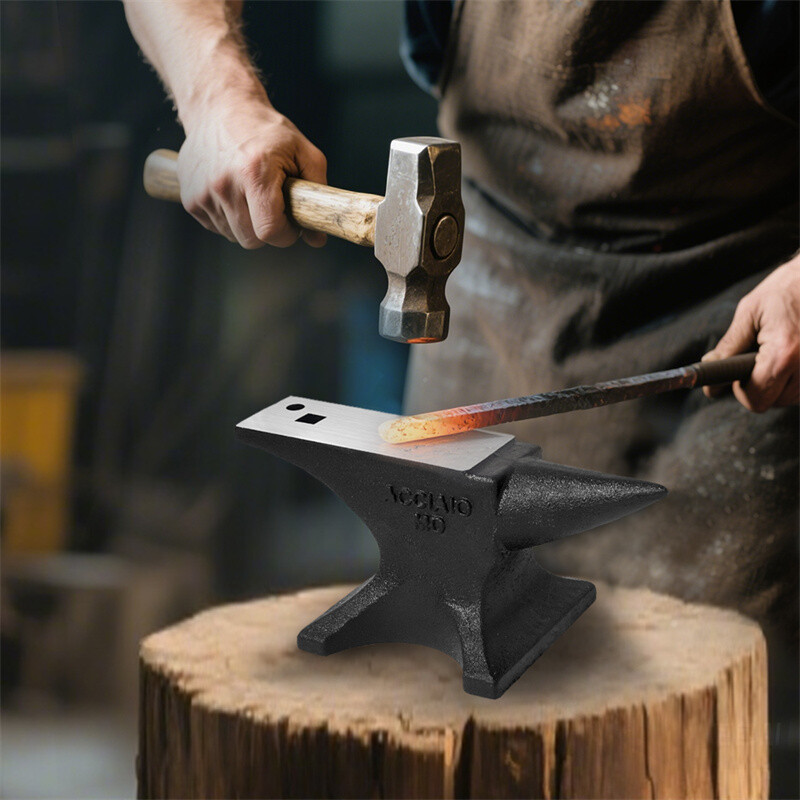 Single Horn Anvil 55Lb/25kg High Hardness Rugged Round Horn Anvil for Blacksmith