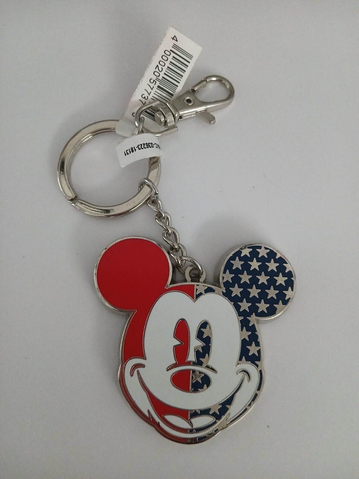 Disney Keychain Mickey Americana Red White Blue Stars Stripes Flag Metal Deluxe