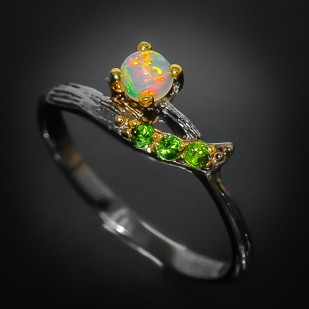 Handmade Jewelry Natural Opal Sterling Silver 925 Ring  / RVS253