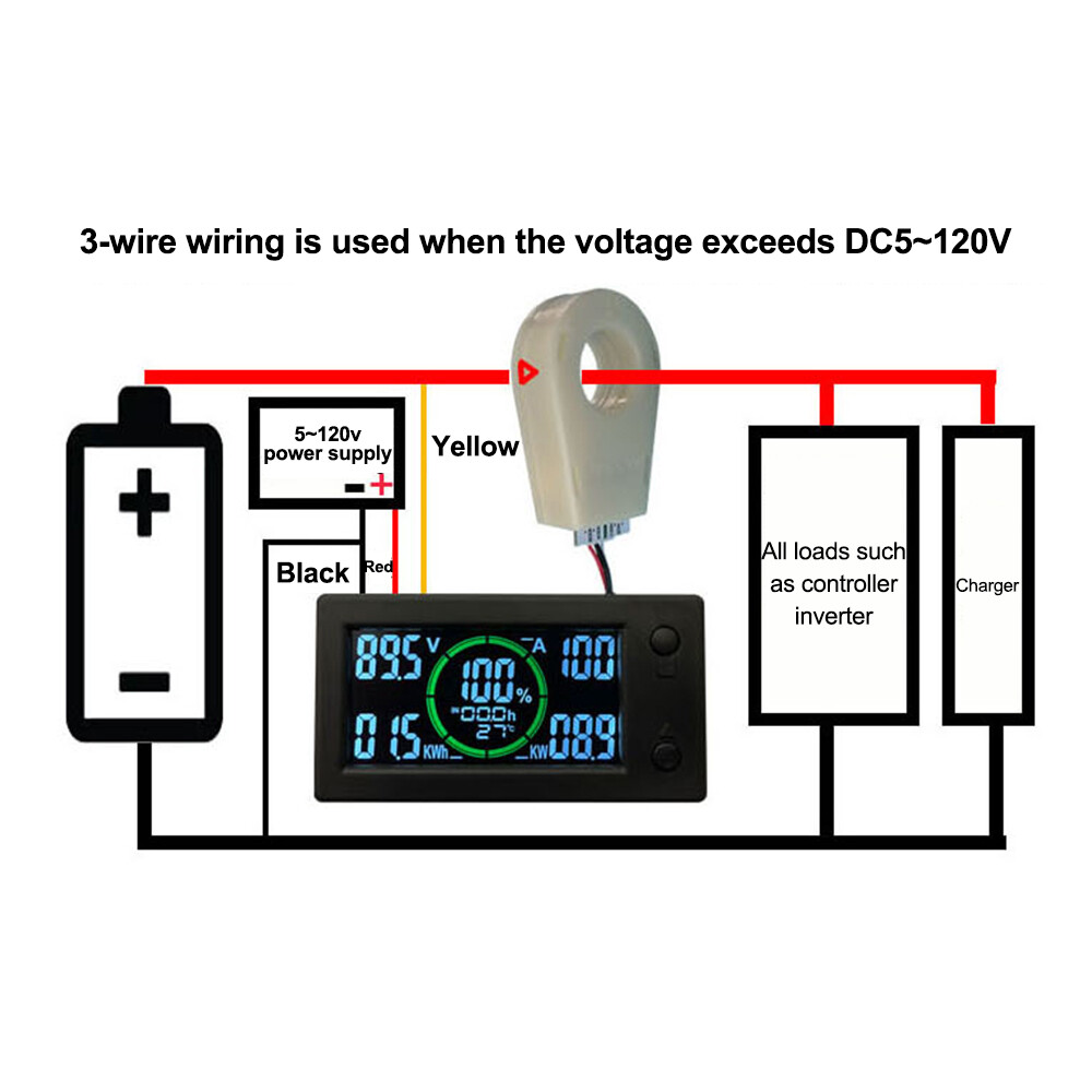 DC0-300V 50A/100A/200A/400A Bluetooth Voltage Current Power Energy Coulomb Meter
