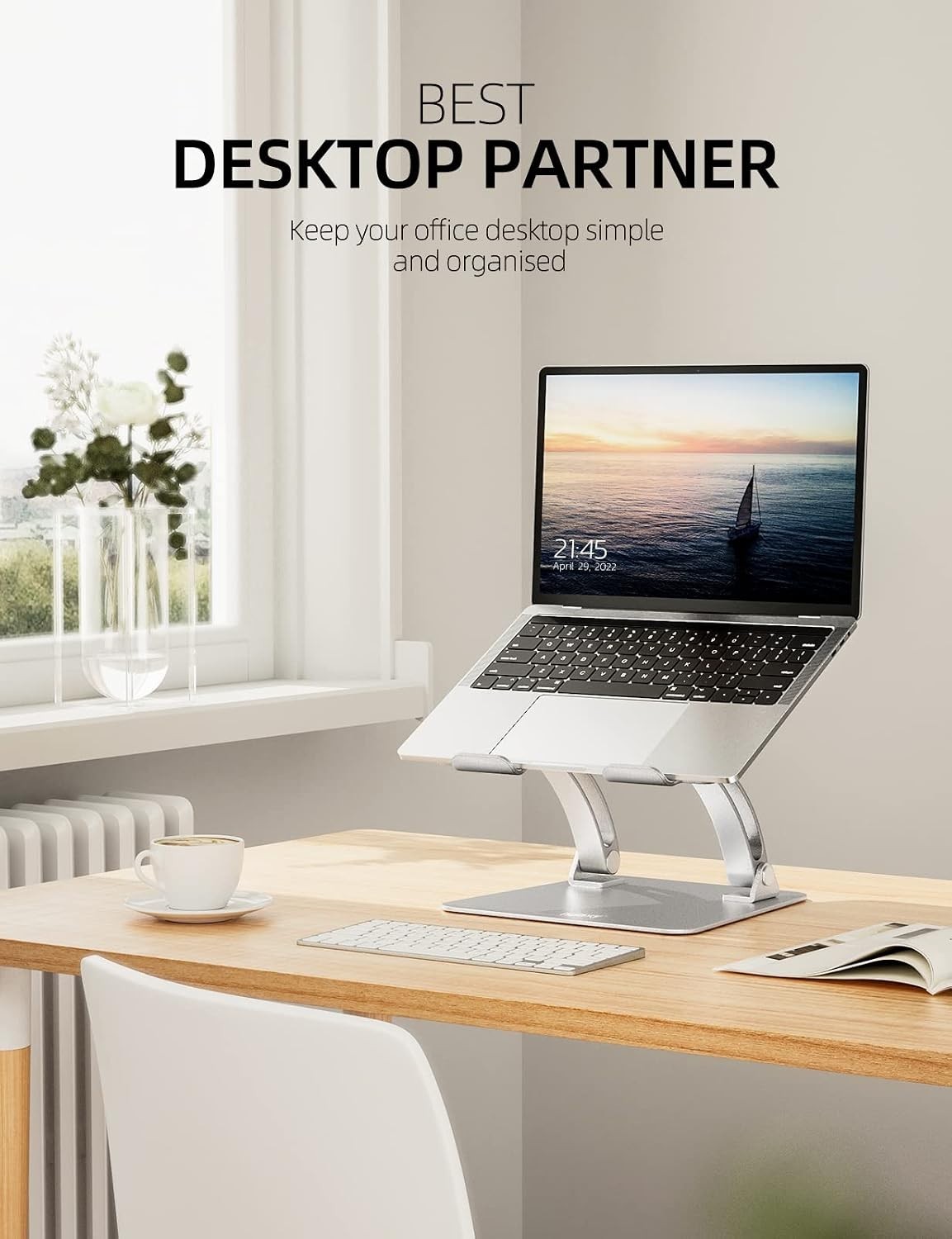 Ergonomic Adjustable Laptop Stand for Desk, Dual Foldable Computer Riser with...