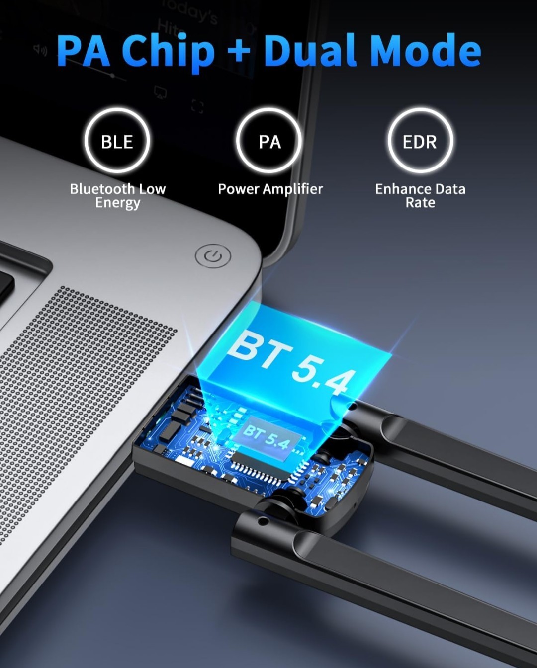 ZEXMTE USB Bluetooth Adapter for PC, 5.4 Plug & Play Bluetooth Transmitter & Rec