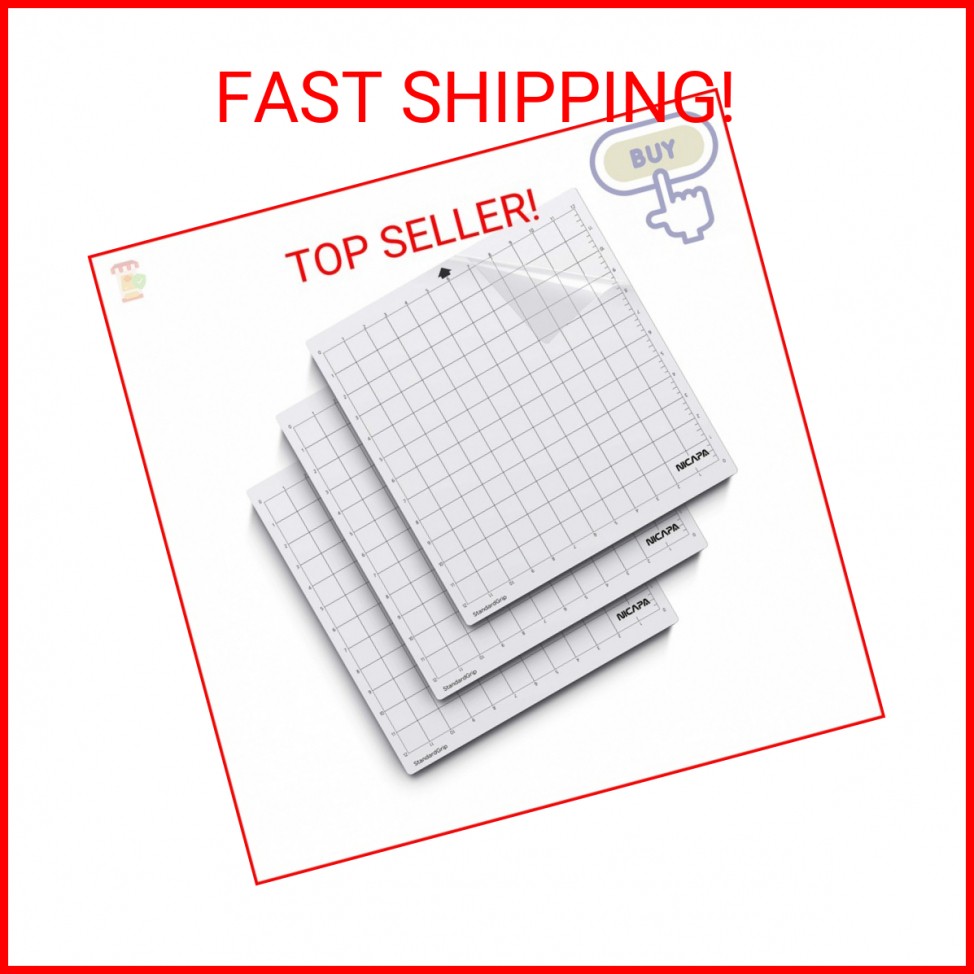 Nicapa StandardGrip Cutting Mat for Silhouette Cameo 4/3/2/1 (12x12 inch,3 pack)