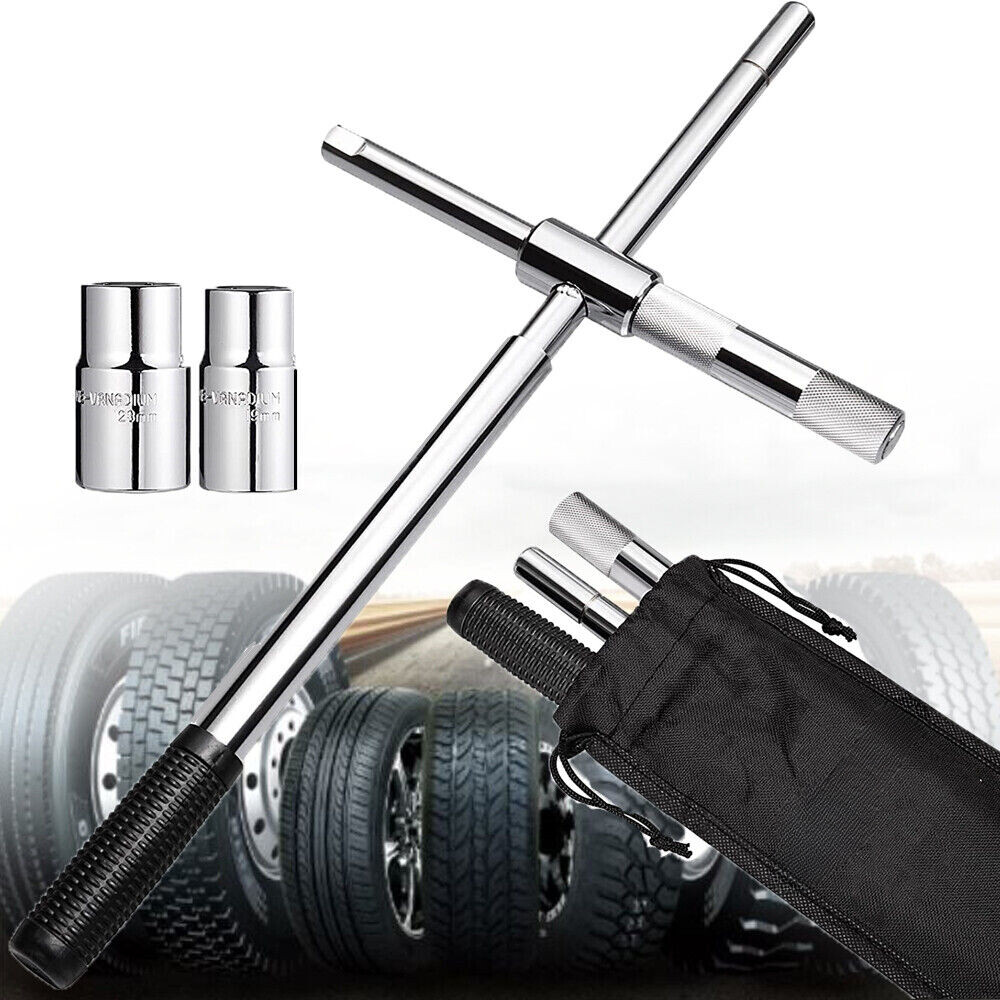 Extendable Wheel Lug Nut Wrench 17/19/21/23MM Socket Car Tire Iron Garage Tools