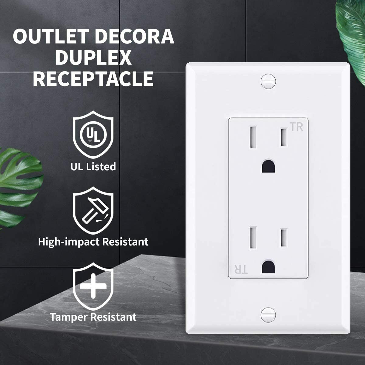 24Pack Outlet Socket, Decora Duplex Receptacle 15 Amp, 125 Volt Tamper Resistant