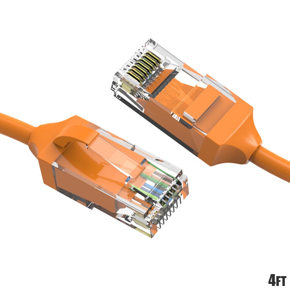 4FT CAT6 RJ45 Slim Ethernet LAN Network Patch Cable UTP Copper Wire 28AWG Orange